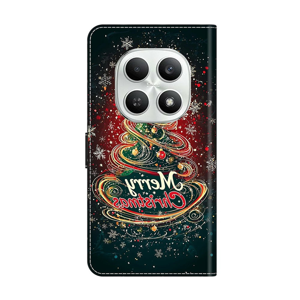 For Xiaomi Poco M8 5G / Redmi Note 15 5G (Global) Wallet Case Foldable Stand Pattern Printing Leather Flip Phone Cover - Christmas Tree