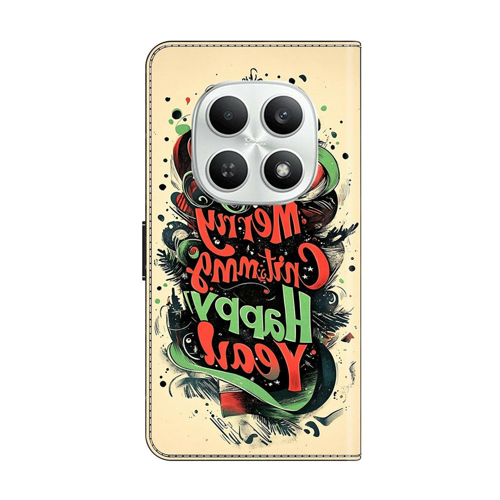 For Xiaomi Poco M8 5G / Redmi Note 15 5G (Global) Wallet Case Foldable Stand Pattern Printing Leather Flip Phone Cover - Christmas Graffiti