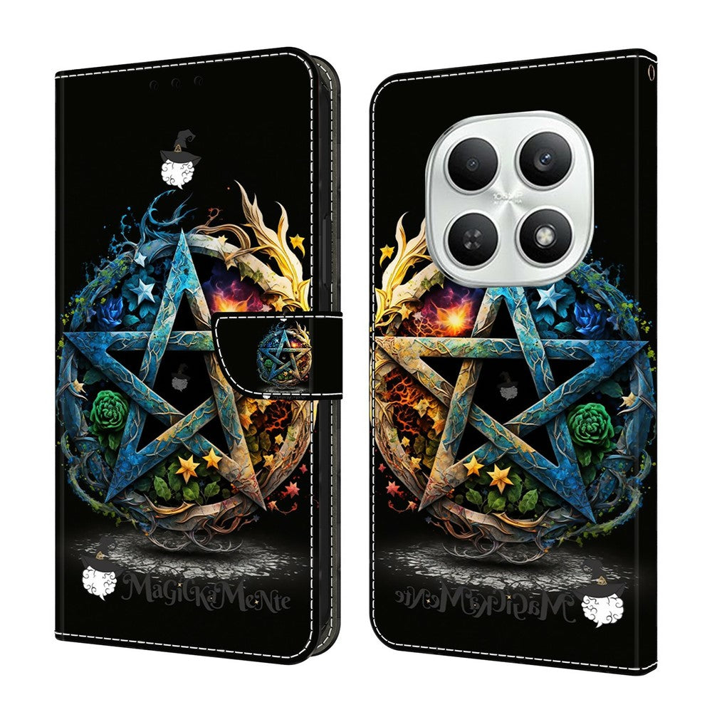 For Xiaomi Poco M8 5G / Redmi Note 15 5G (Global) Wallet Case Foldable Stand Pattern Printing Leather Flip Phone Cover - Pentagram