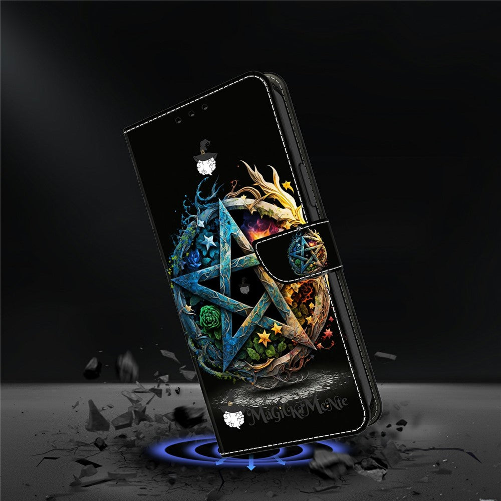 For Xiaomi Poco M8 5G / Redmi Note 15 5G (Global) Wallet Case Foldable Stand Pattern Printing Leather Flip Phone Cover - Pentagram