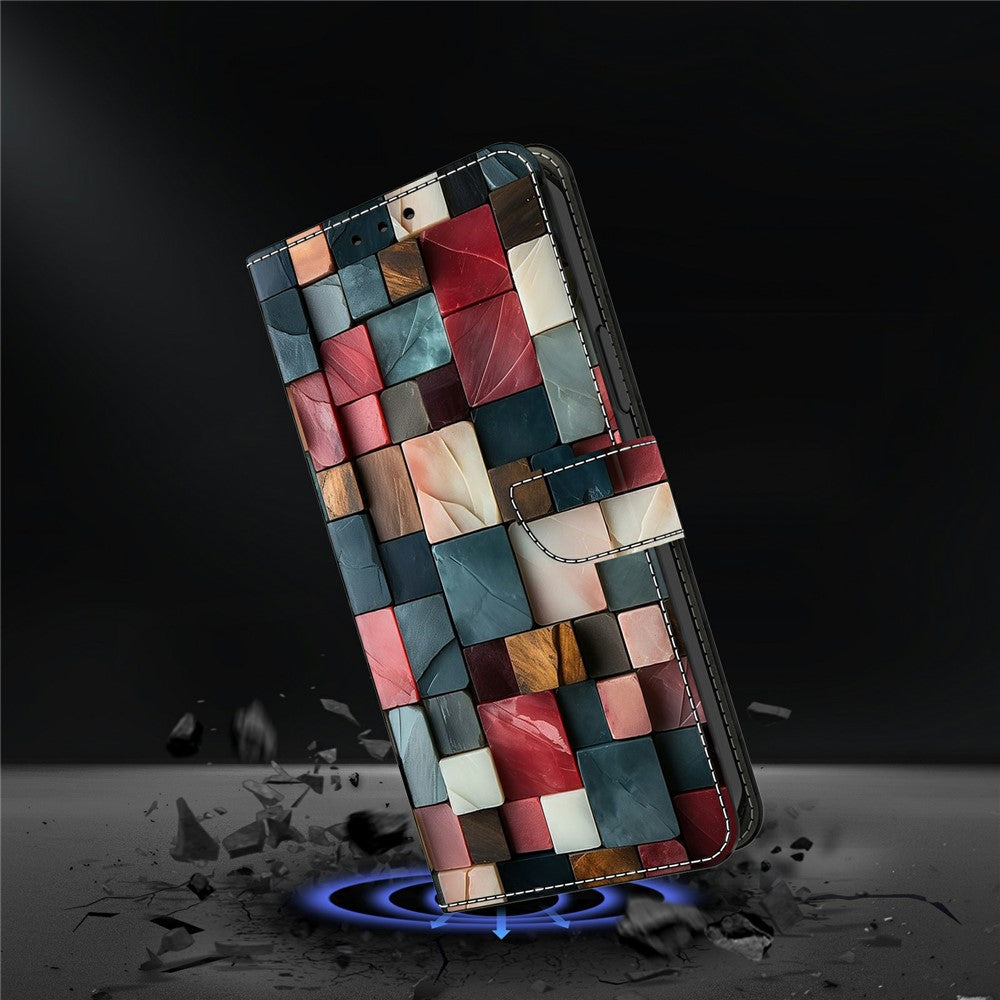 For Xiaomi Redmi Note 15 Pro 5G (Global) Wallet Case Foldable Stand Pattern Printing Leather Flip Phone Cover - Colorful Brick Pattern