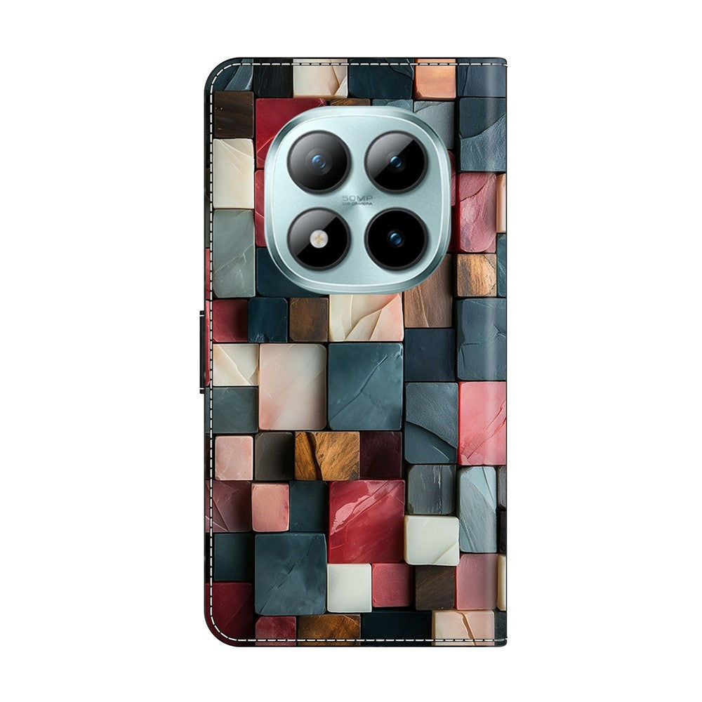 For Xiaomi Redmi Note 15 Pro 5G (Global) Wallet Case Foldable Stand Pattern Printing Leather Flip Phone Cover - Colorful Brick Pattern