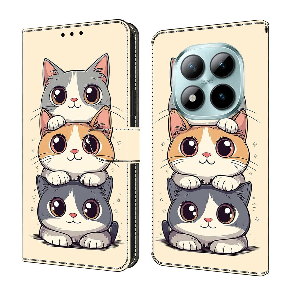 For Xiaomi Redmi Note 15 Pro 5G (Global) Wallet Case Foldable Stand Pattern Printing Leather Flip Phone Cover - Stacked Cats