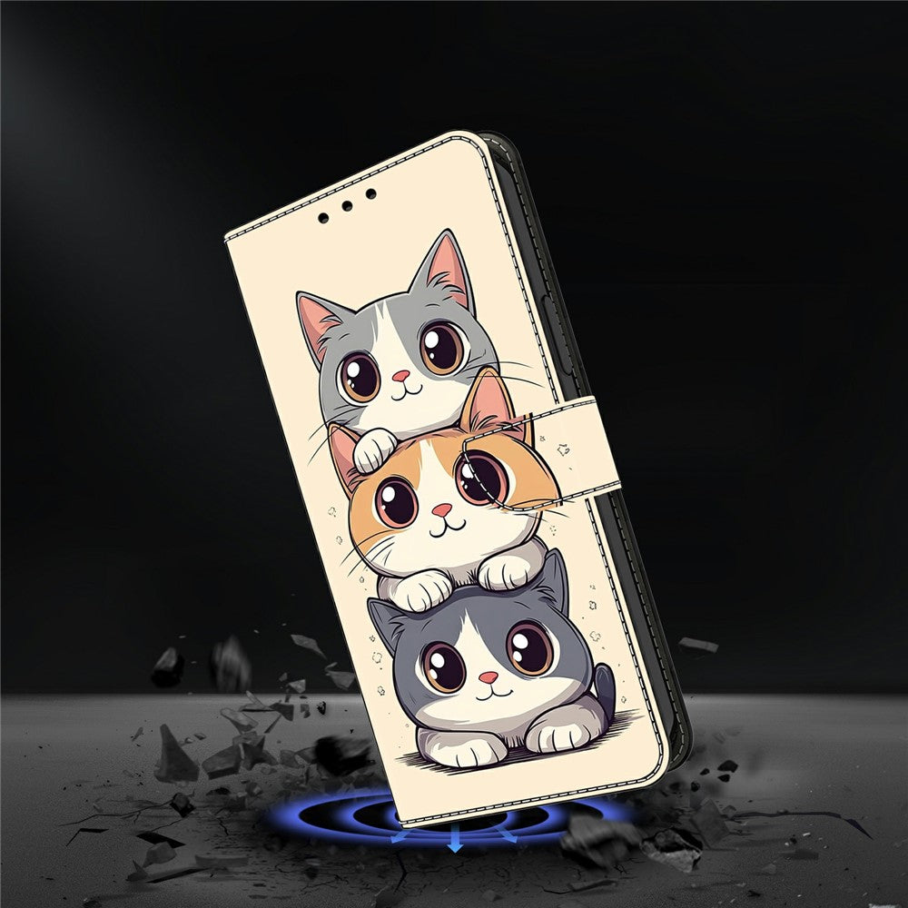For Xiaomi Redmi Note 15 Pro 5G (Global) Wallet Case Foldable Stand Pattern Printing Leather Flip Phone Cover - Stacked Cats