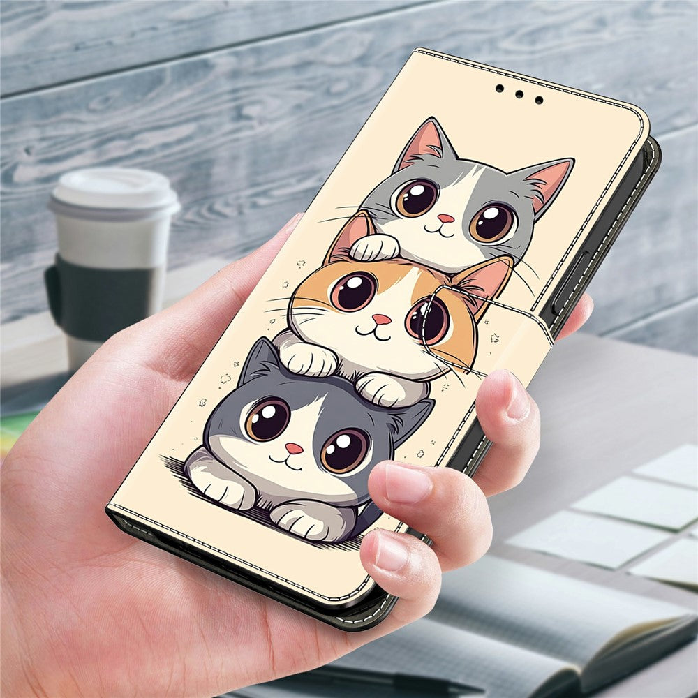 For Xiaomi Redmi Note 15 Pro 5G (Global) Wallet Case Foldable Stand Pattern Printing Leather Flip Phone Cover - Stacked Cats
