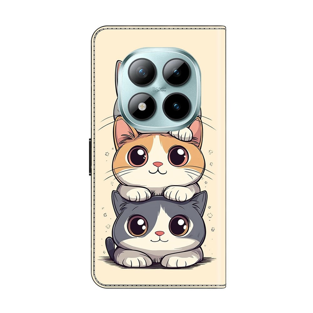 For Xiaomi Redmi Note 15 Pro 5G (Global) Wallet Case Foldable Stand Pattern Printing Leather Flip Phone Cover - Stacked Cats