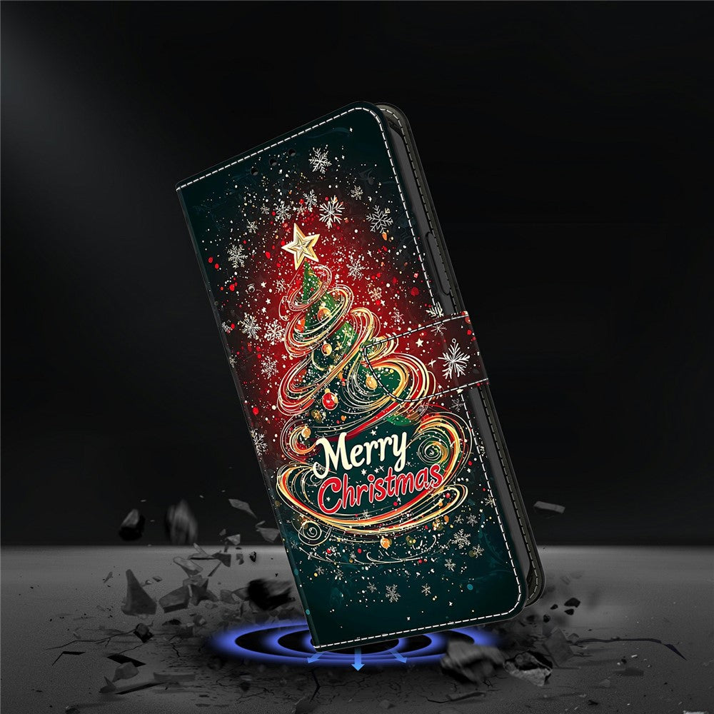 For Xiaomi Redmi Note 15 Pro 5G (Global) Wallet Case Foldable Stand Pattern Printing Leather Flip Phone Cover - Christmas Tree