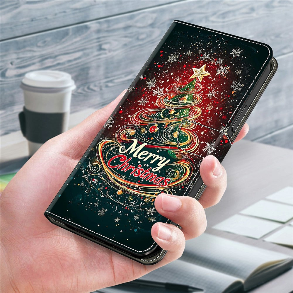 For Xiaomi Redmi Note 15 Pro 5G (Global) Wallet Case Foldable Stand Pattern Printing Leather Flip Phone Cover - Christmas Tree