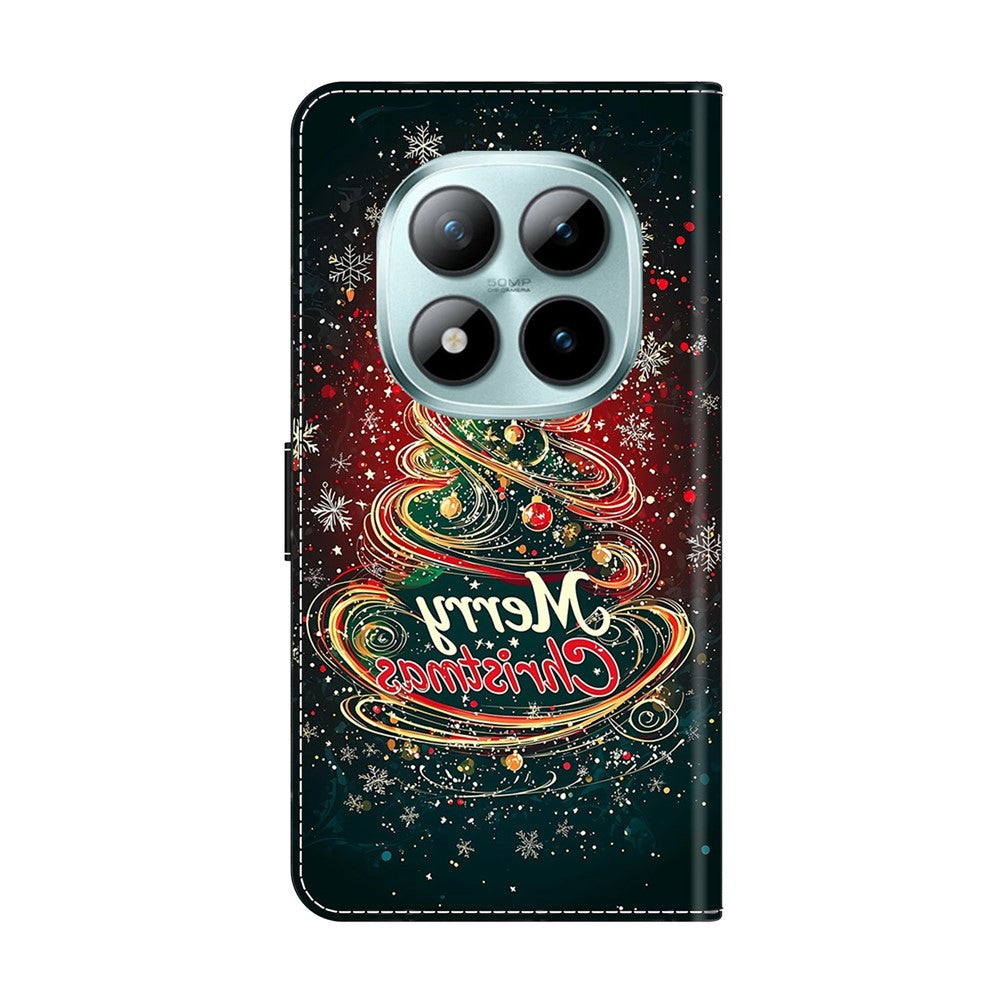 For Xiaomi Redmi Note 15 Pro 5G (Global) Wallet Case Foldable Stand Pattern Printing Leather Flip Phone Cover - Christmas Tree