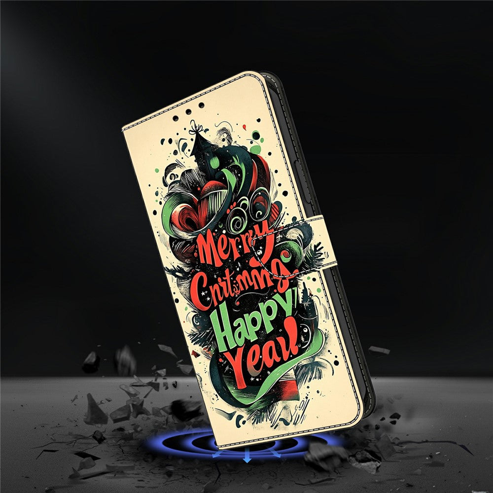 For Xiaomi Redmi Note 15 Pro 5G (Global) Wallet Case Foldable Stand Pattern Printing Leather Flip Phone Cover - Christmas Graffiti