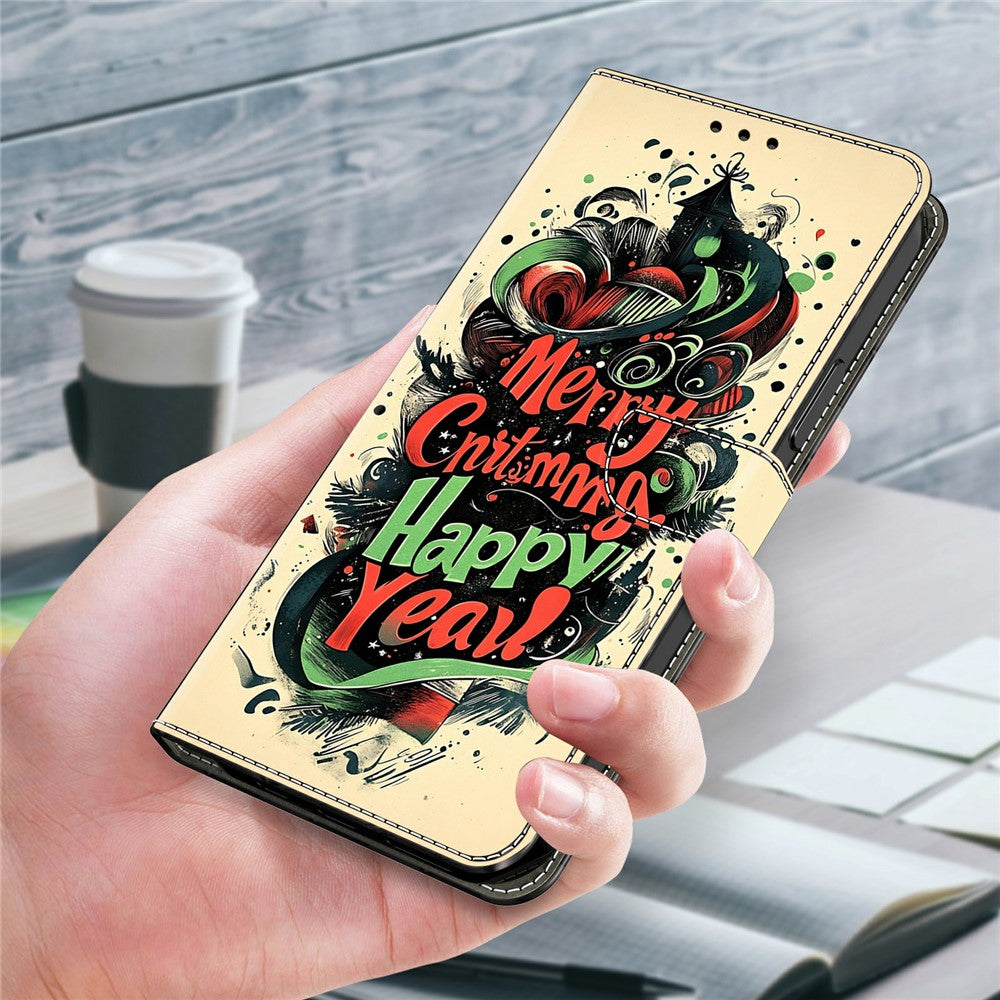 For Xiaomi Redmi Note 15 Pro 5G (Global) Wallet Case Foldable Stand Pattern Printing Leather Flip Phone Cover - Christmas Graffiti