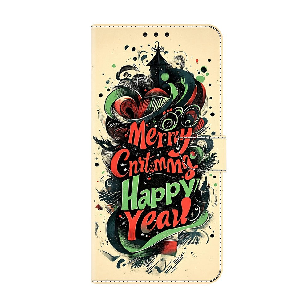 For Xiaomi Redmi Note 15 Pro 5G (Global) Wallet Case Foldable Stand Pattern Printing Leather Flip Phone Cover - Christmas Graffiti