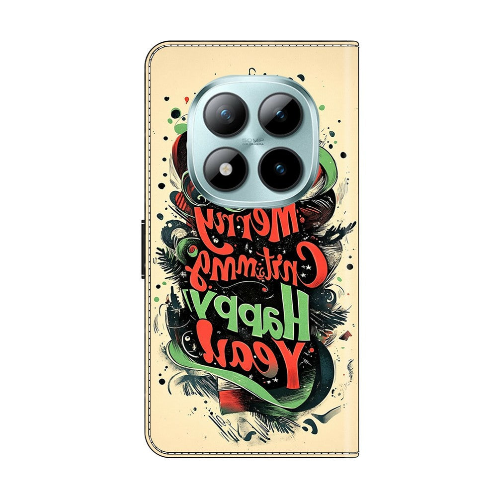 For Xiaomi Redmi Note 15 Pro 5G (Global) Wallet Case Foldable Stand Pattern Printing Leather Flip Phone Cover - Christmas Graffiti
