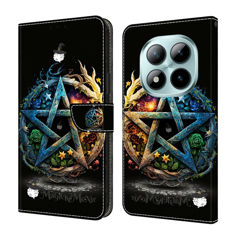 For Xiaomi Redmi Note 15 Pro 5G (Global) Wallet Case Foldable Stand Pattern Printing Leather Flip Phone Cover - Pentagram