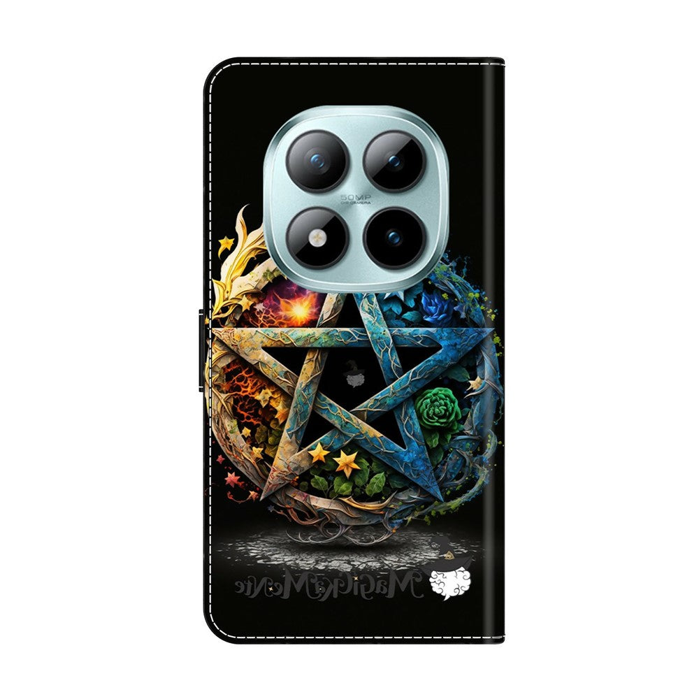 For Xiaomi Redmi Note 15 Pro 5G (Global) Wallet Case Foldable Stand Pattern Printing Leather Flip Phone Cover - Pentagram