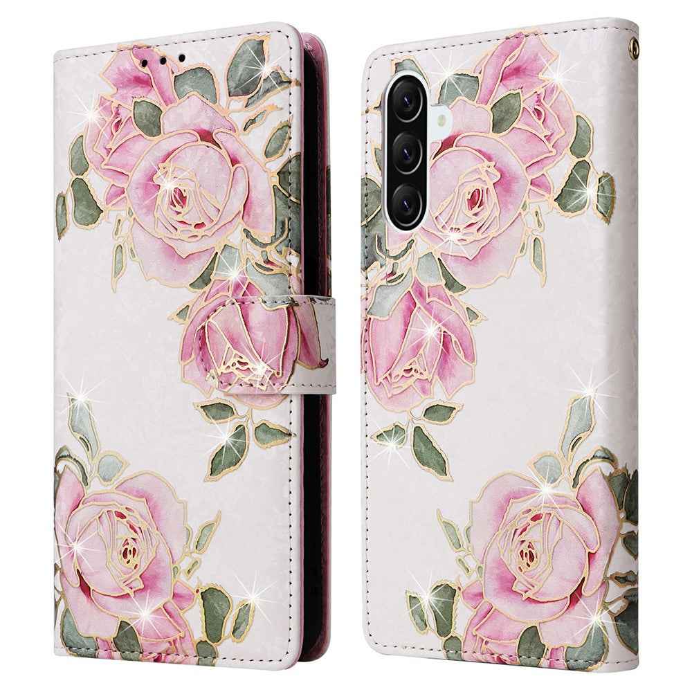 For Samsung Galaxy A57 5G Case RFID Blocking Flower Leather Phone Cover - Flower