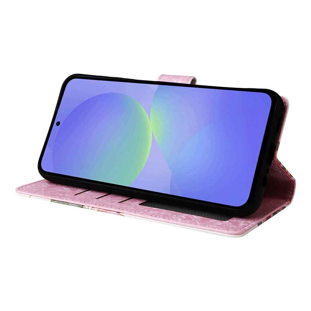 For Samsung Galaxy A57 5G Case RFID Blocking Flower Leather Phone Cover - Flower