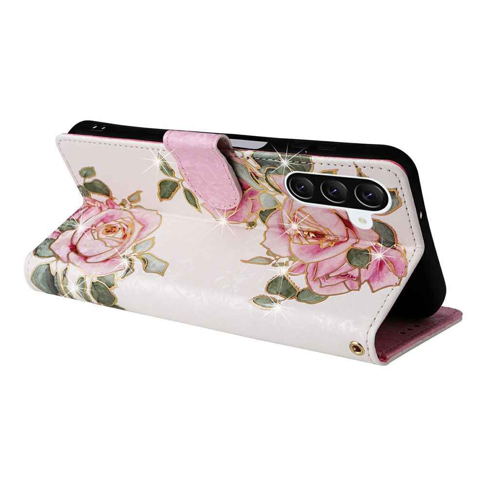 For Samsung Galaxy A57 5G Case RFID Blocking Flower Leather Phone Cover - Flower