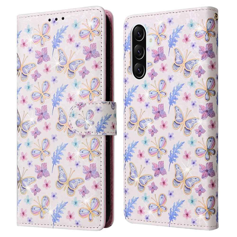 For Samsung Galaxy A57 5G Case RFID Blocking Flower Leather Phone Cover - Butterfly Flower