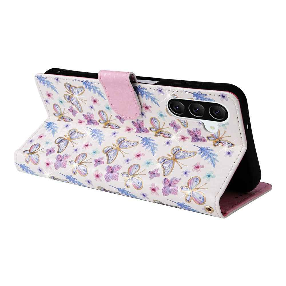 For Samsung Galaxy A57 5G Case RFID Blocking Flower Leather Phone Cover - Butterfly Flower