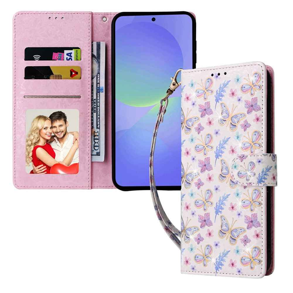 For Samsung Galaxy A57 5G Case RFID Blocking Flower Leather Phone Cover - Butterfly Flower