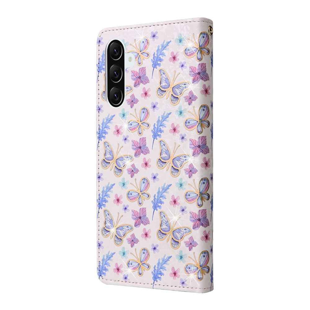 For Samsung Galaxy A57 5G Case RFID Blocking Flower Leather Phone Cover - Butterfly Flower
