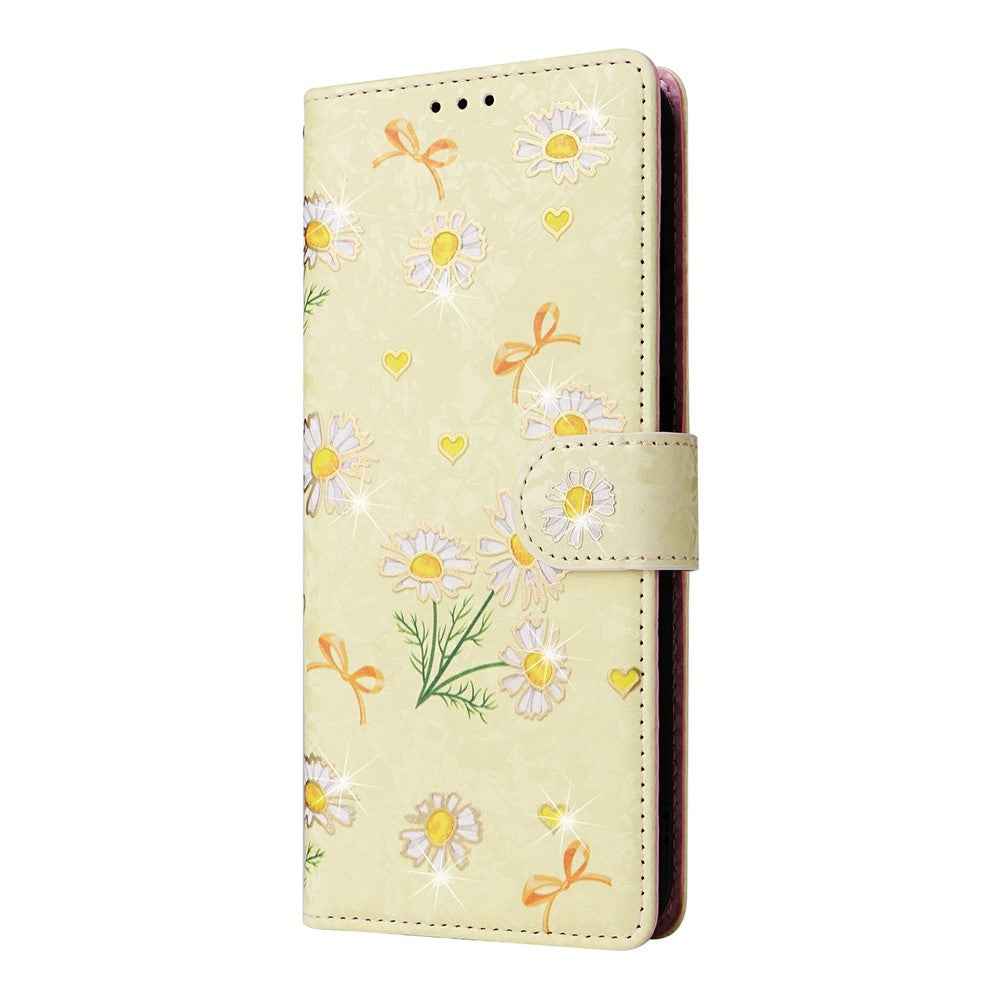 For Samsung Galaxy A57 5G Case RFID Blocking Flower Leather Phone Cover - Yellow Daisy