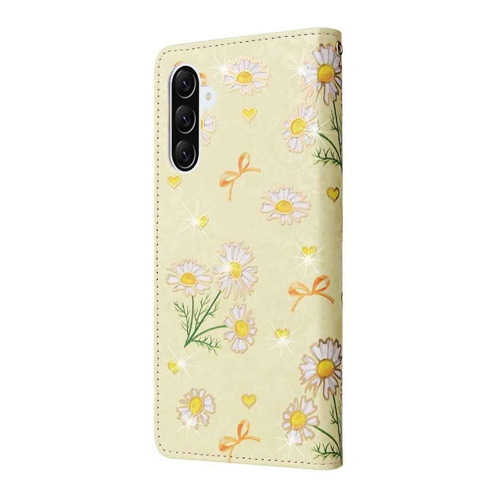 For Samsung Galaxy A57 5G Case RFID Blocking Flower Leather Phone Cover - Yellow Daisy