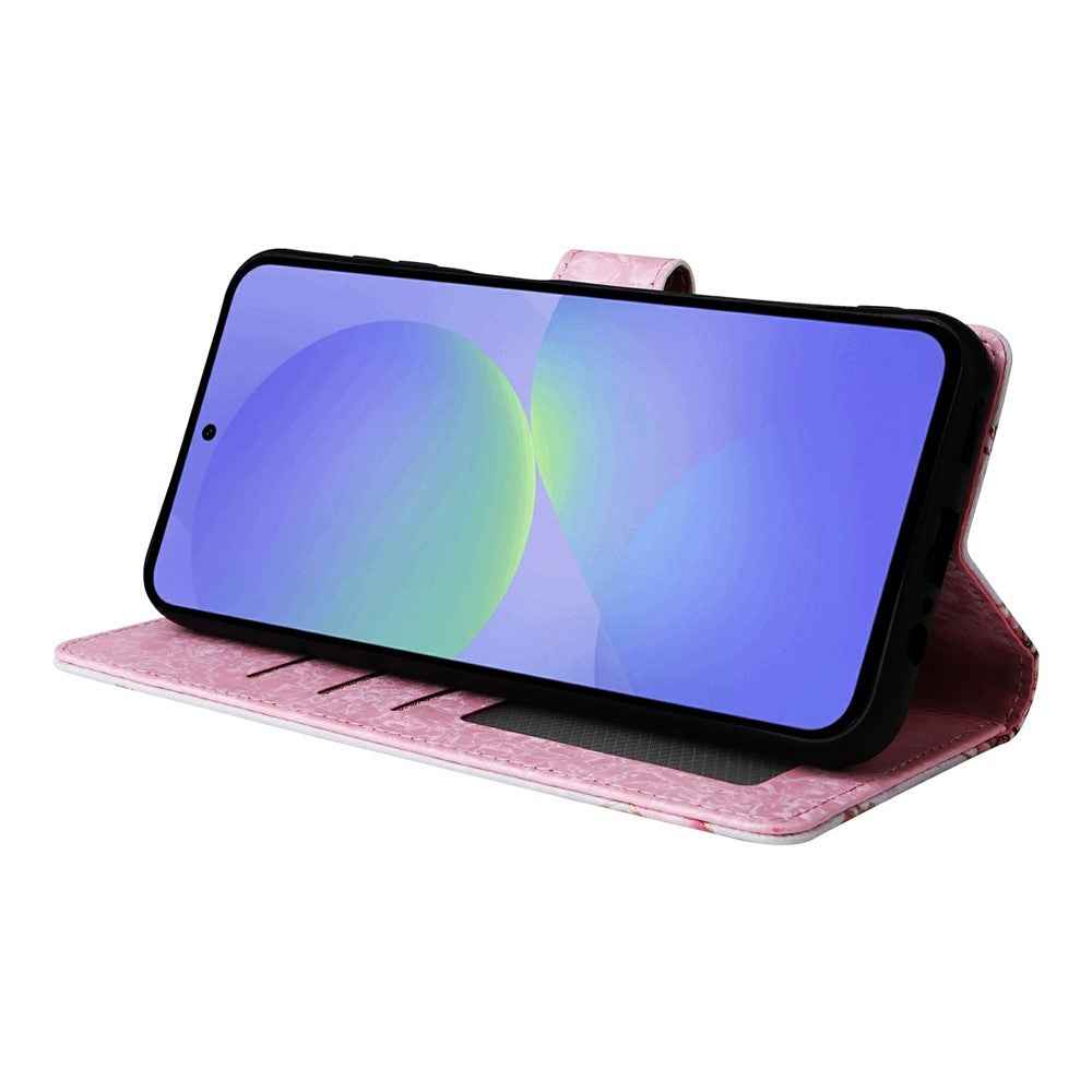 For Samsung Galaxy A57 5G Case RFID Blocking Flower Leather Phone Cover - Rose Flower