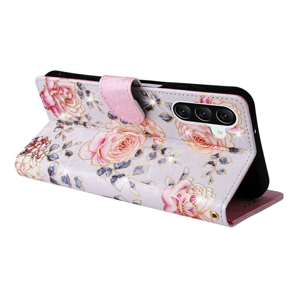 For Samsung Galaxy A57 5G Case RFID Blocking Flower Leather Phone Cover - Rose Flower