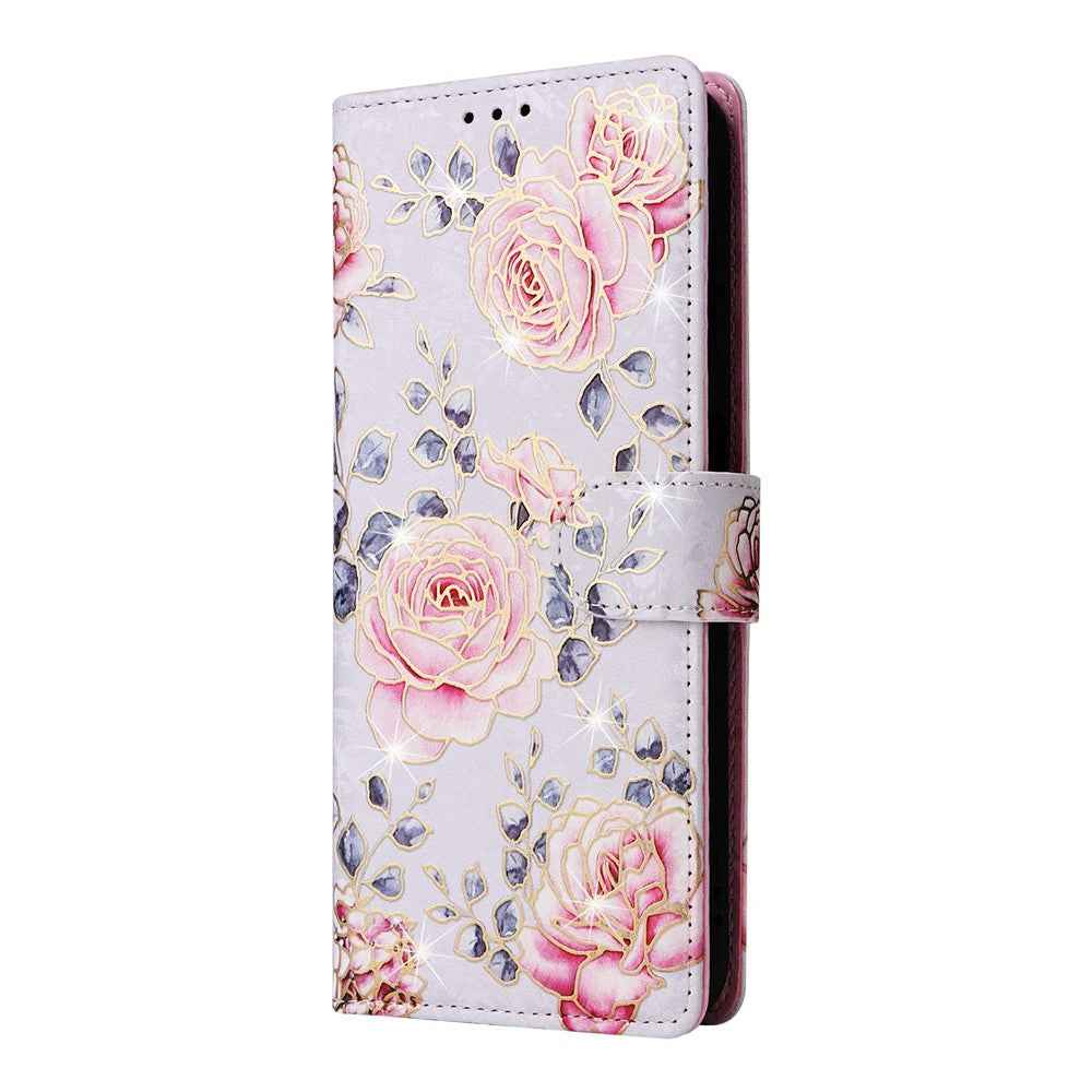 For Samsung Galaxy A57 5G Case RFID Blocking Flower Leather Phone Cover - Rose Flower