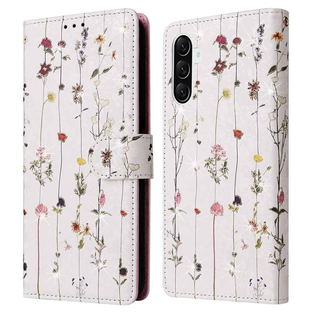 For Samsung Galaxy A57 5G Case RFID Blocking Flower Leather Phone Cover - Small Flower