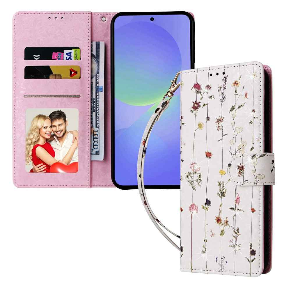 For Samsung Galaxy A57 5G Case RFID Blocking Flower Leather Phone Cover - Small Flower