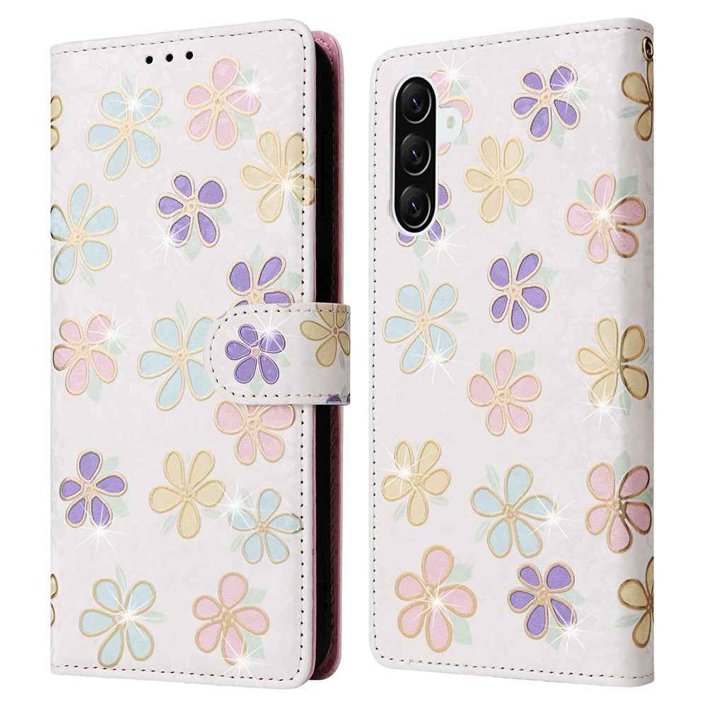 For Samsung Galaxy A57 5G Case RFID Blocking Flower Leather Phone Cover - Colorful Flower