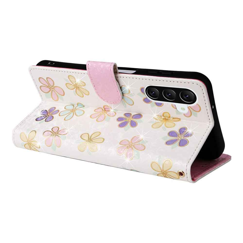 For Samsung Galaxy A57 5G Case RFID Blocking Flower Leather Phone Cover - Colorful Flower