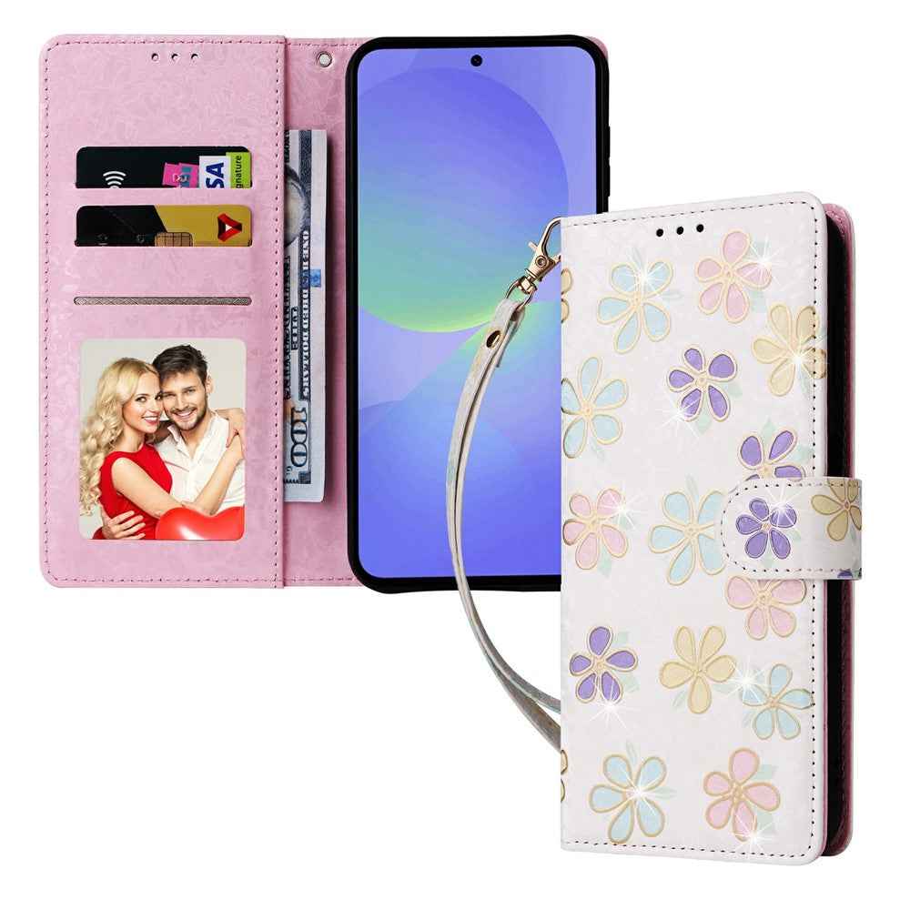 For Samsung Galaxy A57 5G Case RFID Blocking Flower Leather Phone Cover - Colorful Flower