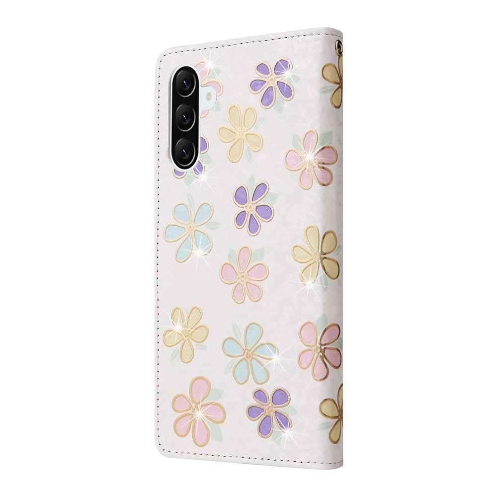 For Samsung Galaxy A57 5G Case RFID Blocking Flower Leather Phone Cover - Colorful Flower