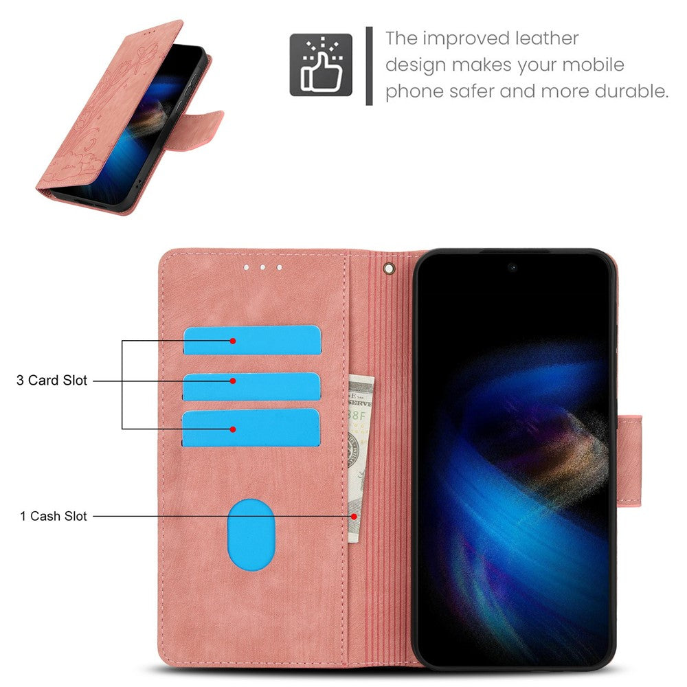 For Xiaomi Redmi Note 15 Pro 5G (Global) Case Flower Butterfly Wallet Leather Phone Cover with Hand Strap - Pink