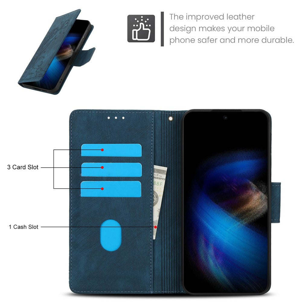 For Xiaomi Redmi Note 15 Pro 5G (Global) Case Flower Butterfly Wallet Leather Phone Cover with Hand Strap - Blue