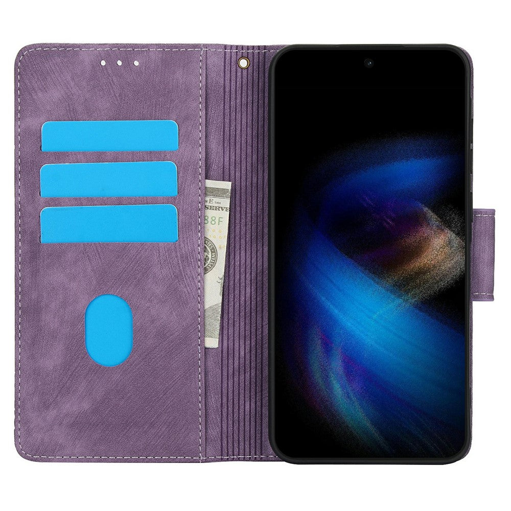 For Xiaomi Poco M8 Pro 5G / Redmi Note 15 Pro+ 5G (Global) Case Flower Butterfly Wallet Leather Phone Cover with Hand Strap - Purple