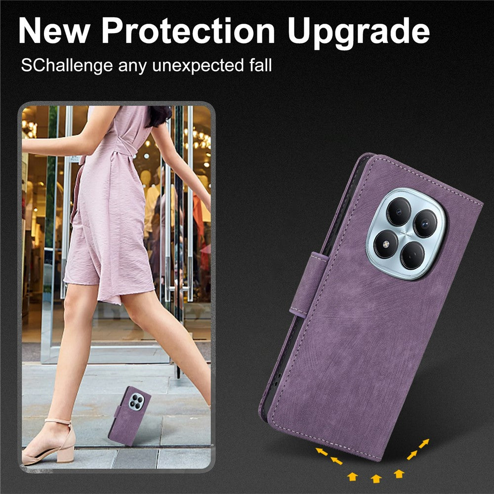 For Xiaomi Poco M8 Pro 5G / Redmi Note 15 Pro+ 5G (Global) Case Flower Butterfly Wallet Leather Phone Cover with Hand Strap - Purple