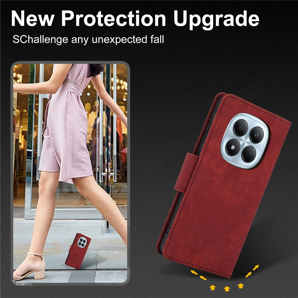 For Xiaomi Poco M8 Pro 5G / Redmi Note 15 Pro+ 5G (Global) Case Flower Butterfly Wallet Leather Phone Cover with Hand Strap - Red