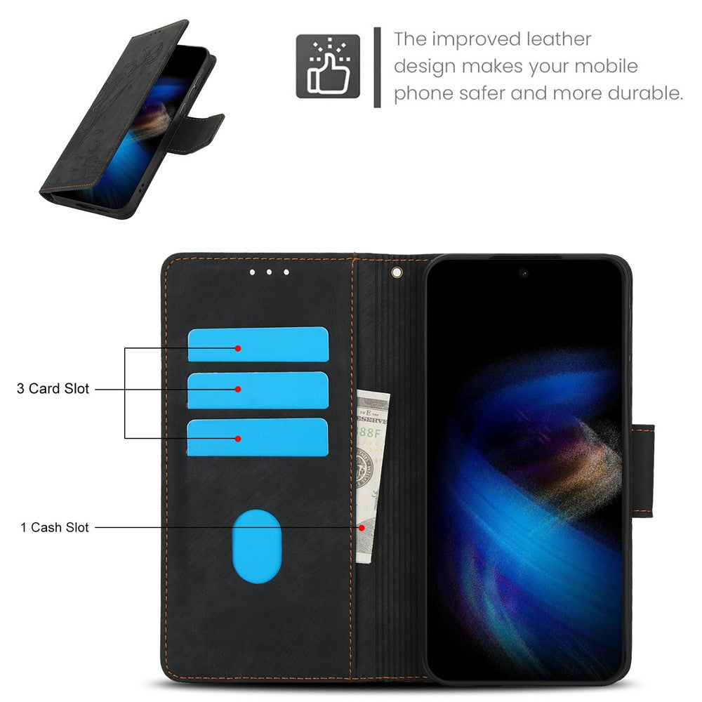 For Xiaomi Poco M8 5G / Redmi Note 15 5G (Global) / 15 4G (Global) Case Flower Butterfly Wallet Leather Phone Cover with Hand Strap - Black