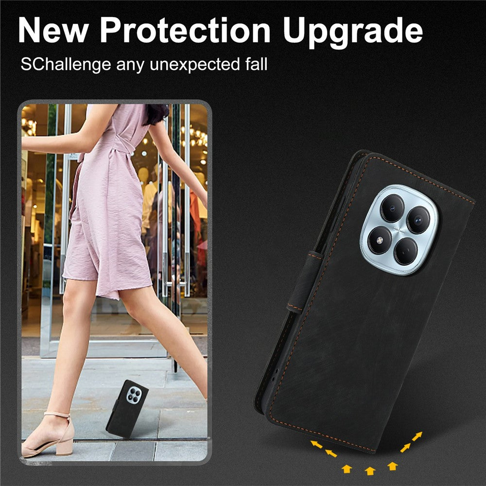 For Xiaomi Poco M8 5G / Redmi Note 15 5G (Global) / 15 4G (Global) Case Flower Butterfly Wallet Leather Phone Cover with Hand Strap - Black