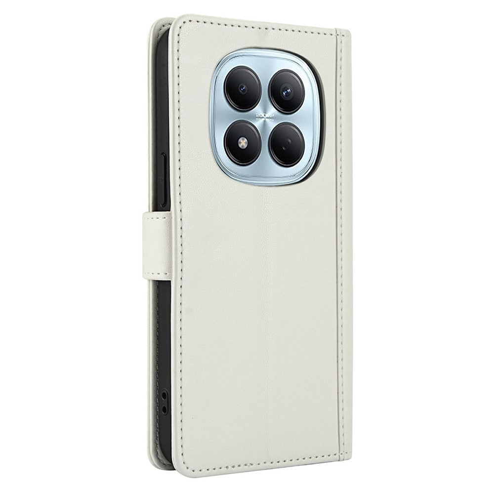 For Xiaomi Redmi Note 15 Pro 4G (Global) Case PU Leather Stand View Phone Wallet Cover with Hand Strap - White