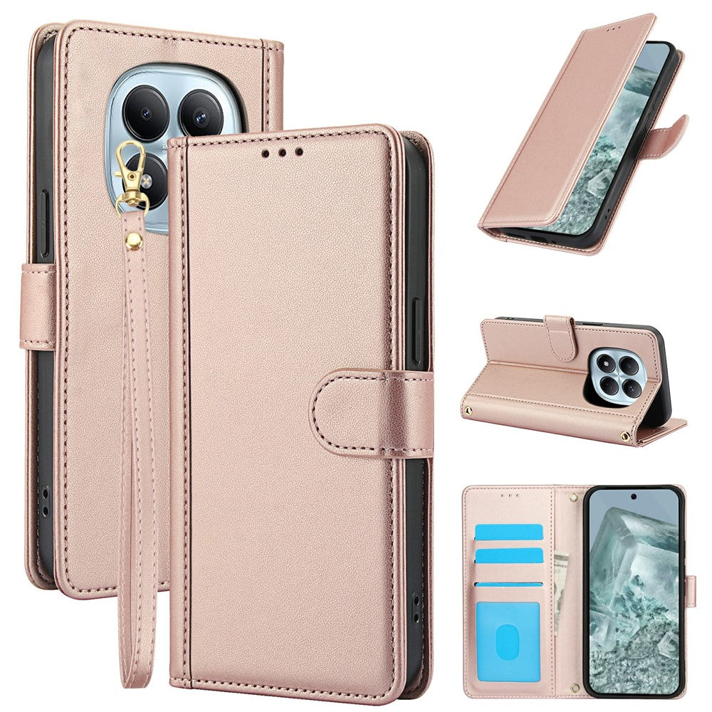 For Xiaomi Redmi Note 15 Pro 4G (Global) Case PU Leather Stand View Phone Wallet Cover with Hand Strap - Pink