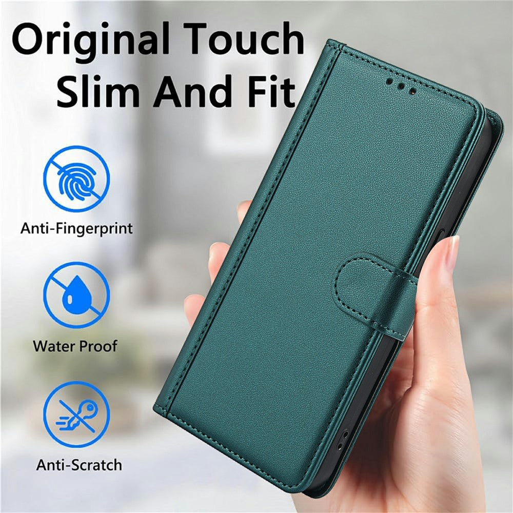 For Xiaomi Redmi Note 15 Pro 4G (Global) Case PU Leather Stand View Phone Wallet Cover with Hand Strap - Green