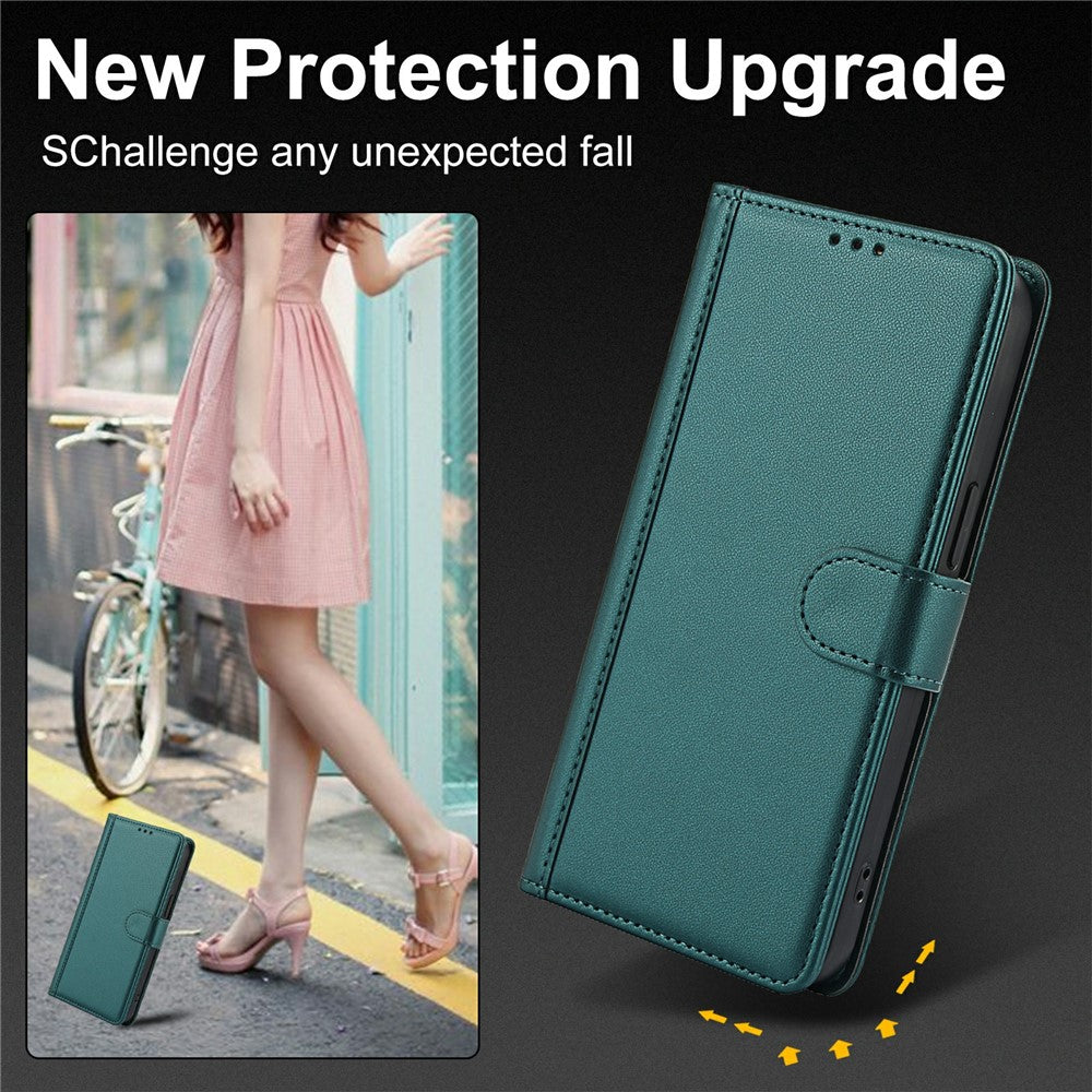 For Xiaomi Redmi Note 15 Pro 4G (Global) Case PU Leather Stand View Phone Wallet Cover with Hand Strap - Green