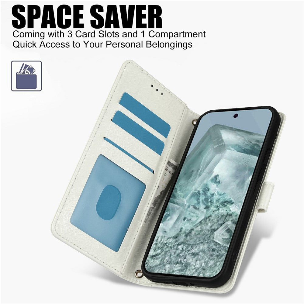 For Xiaomi Redmi Note 15 Pro 5G (Global) Case PU Leather Stand View Phone Wallet Cover with Hand Strap - White