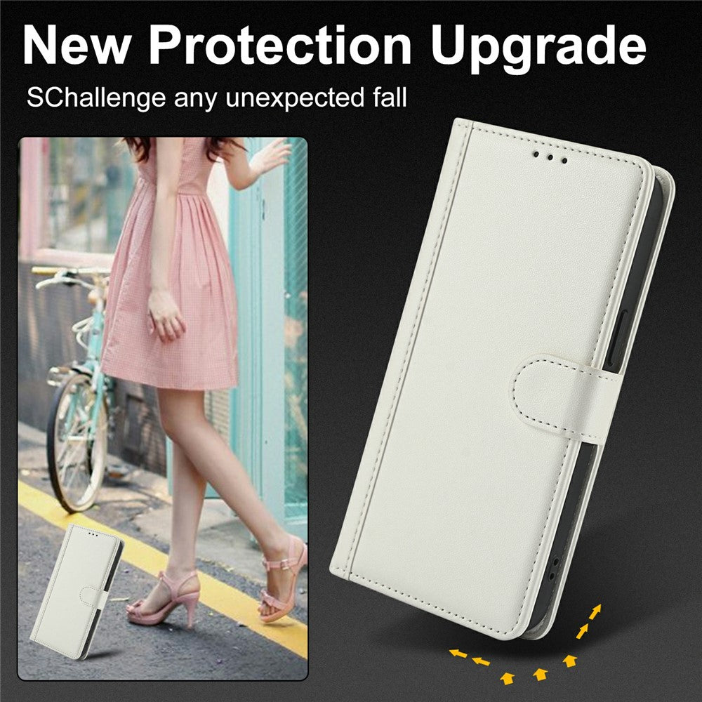For Xiaomi Redmi Note 15 Pro 5G (Global) Case PU Leather Stand View Phone Wallet Cover with Hand Strap - White